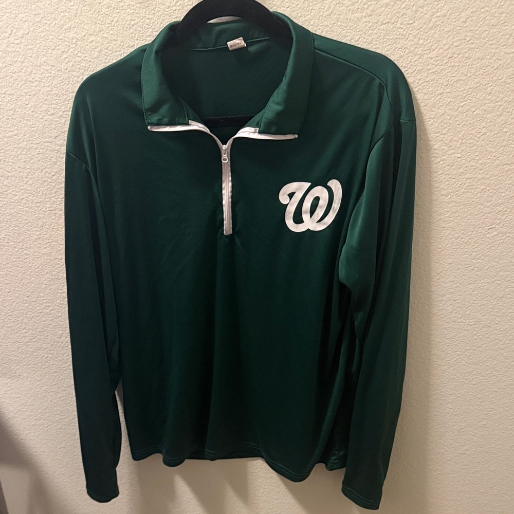 Green Long Sleeve Pullover with Washington Nationals + Baylor university Bears
